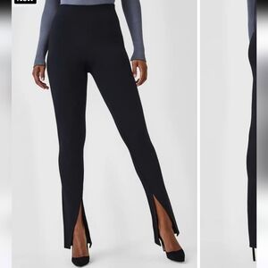 Spanx Split Slit Pants Black Pull On Sz L 20584 Tall